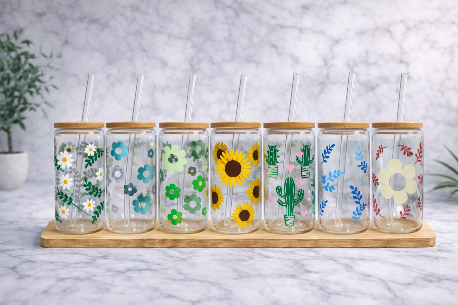 Vaso de vidrio Flores