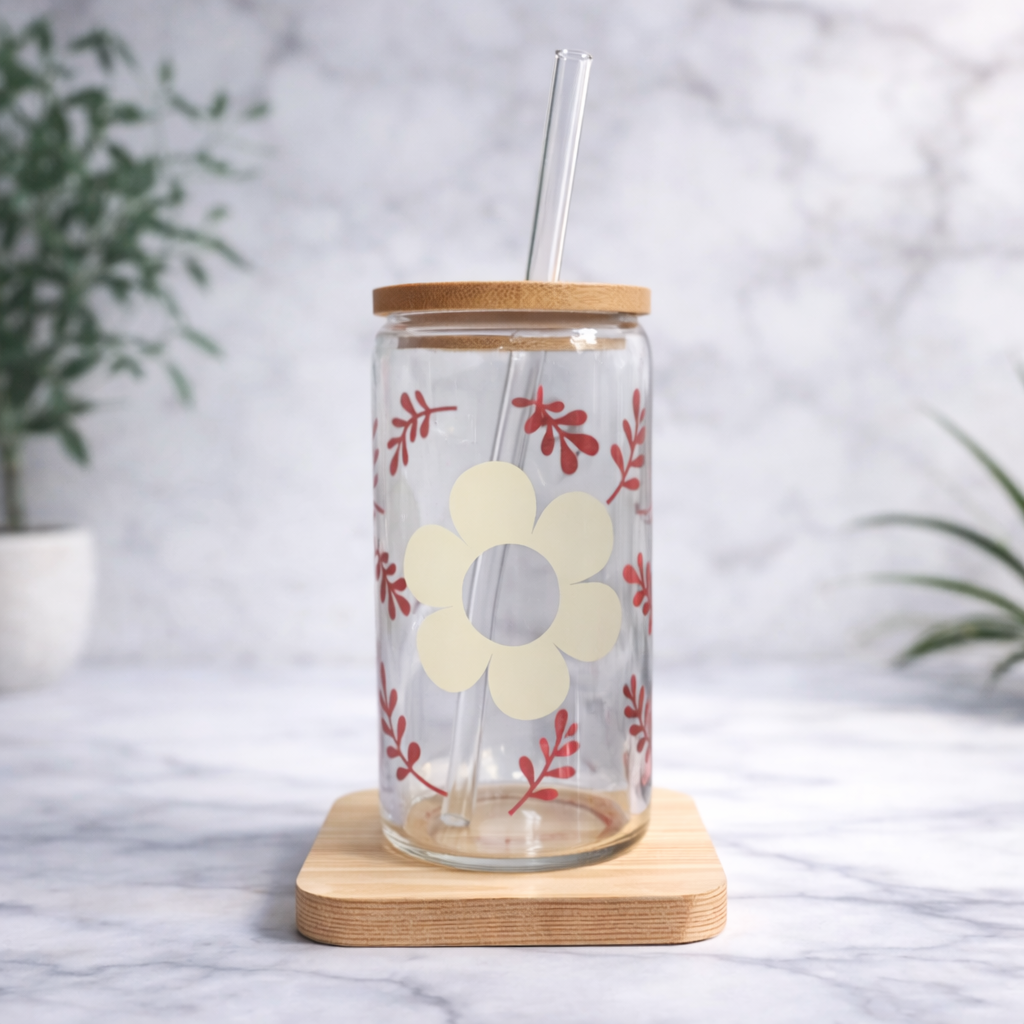 Vaso de vidrio Flores