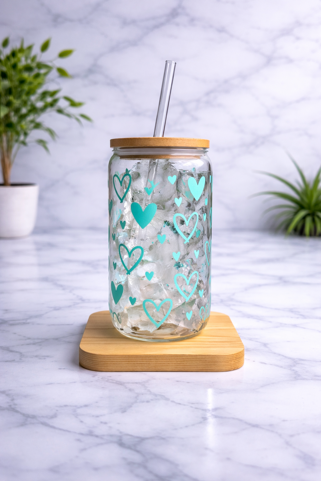 Vaso de vidrio Corazones