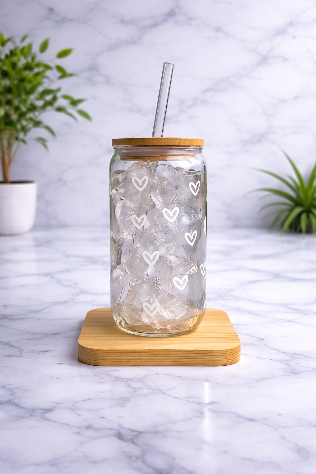 Vaso de vidrio Corazones