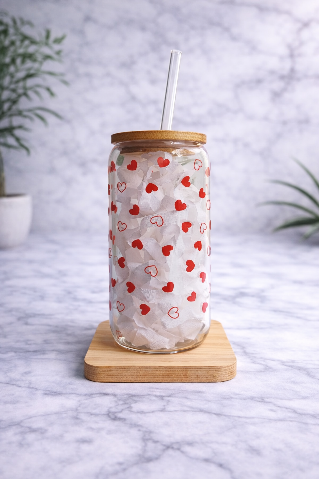 Vaso de vidrio Corazones