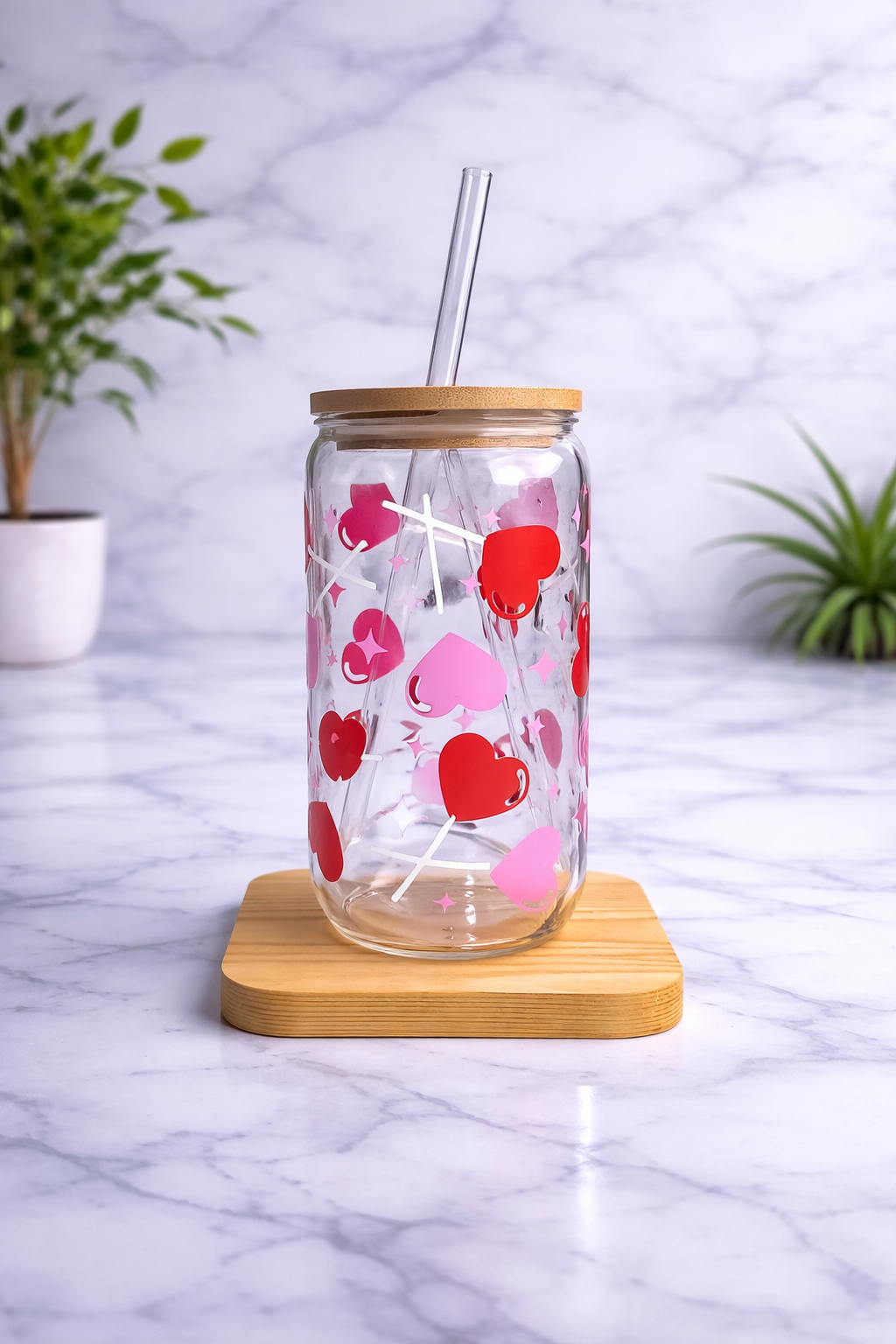 Vaso de vidrio Corazones