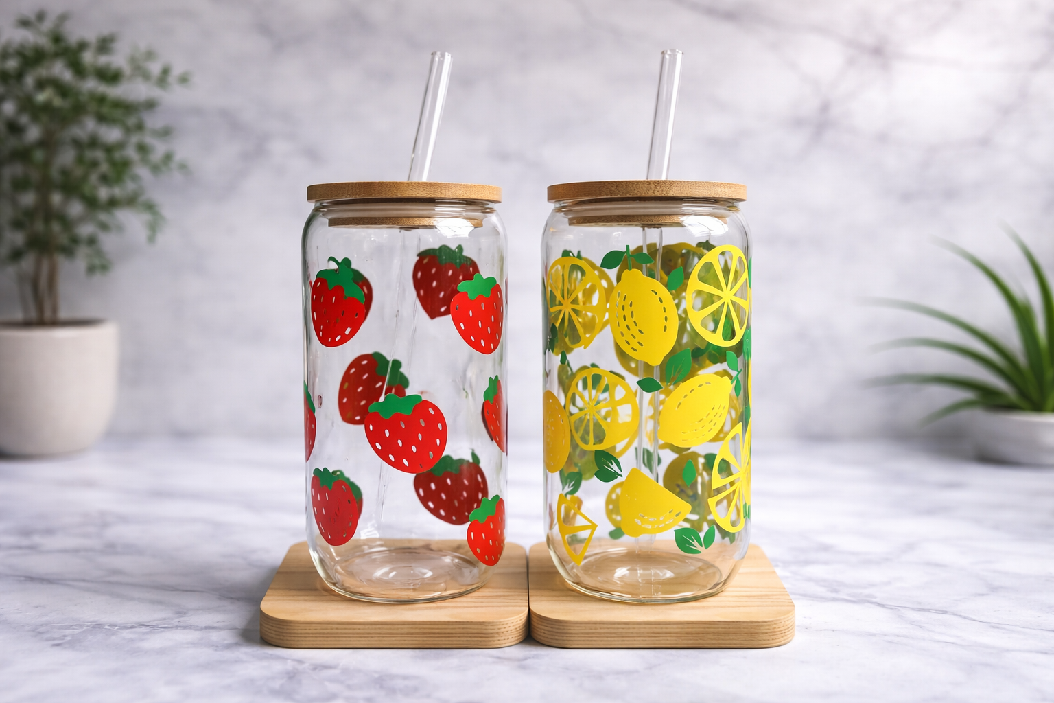 Vaso de vidrio Frutas