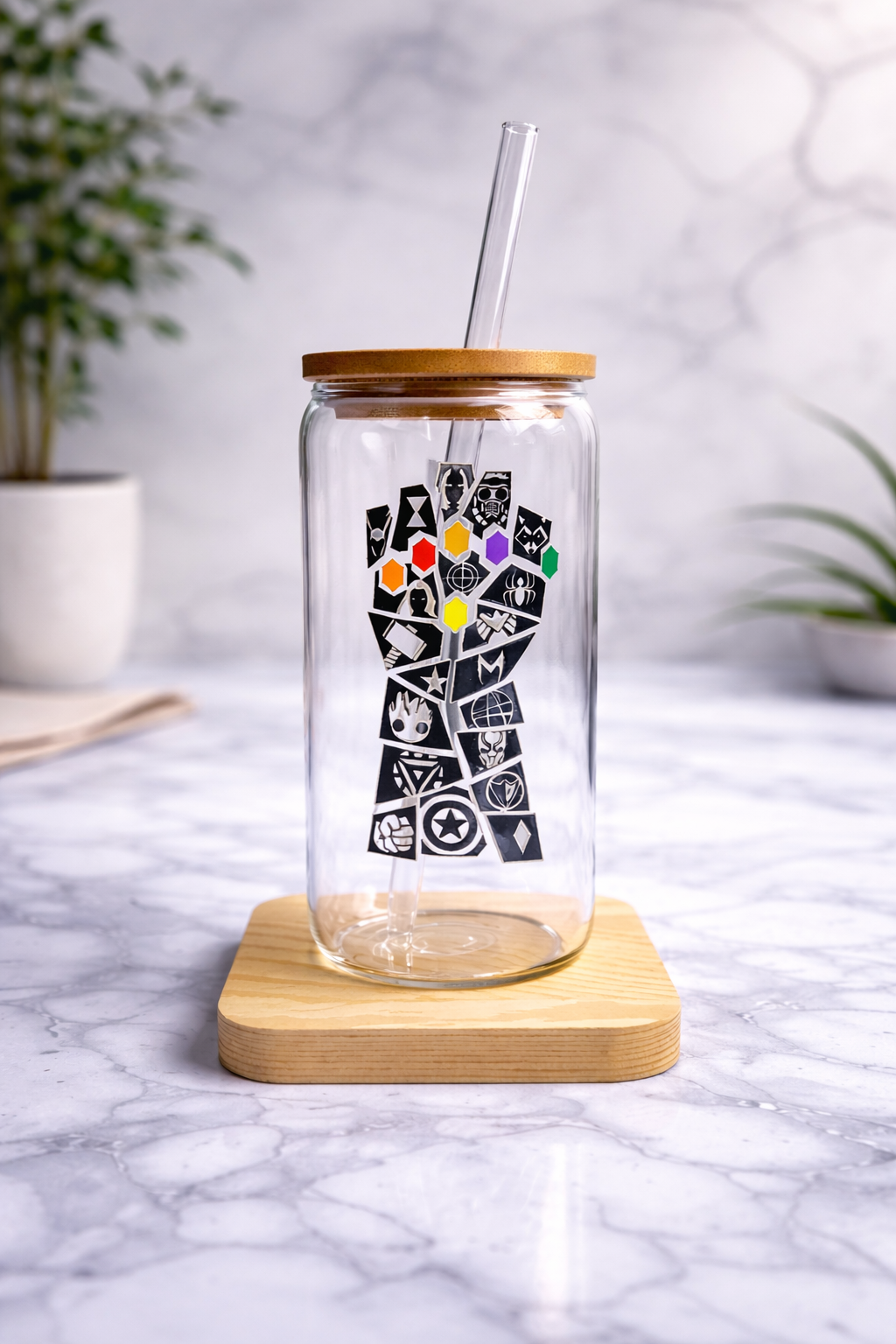 Vaso de vidrio Thanos