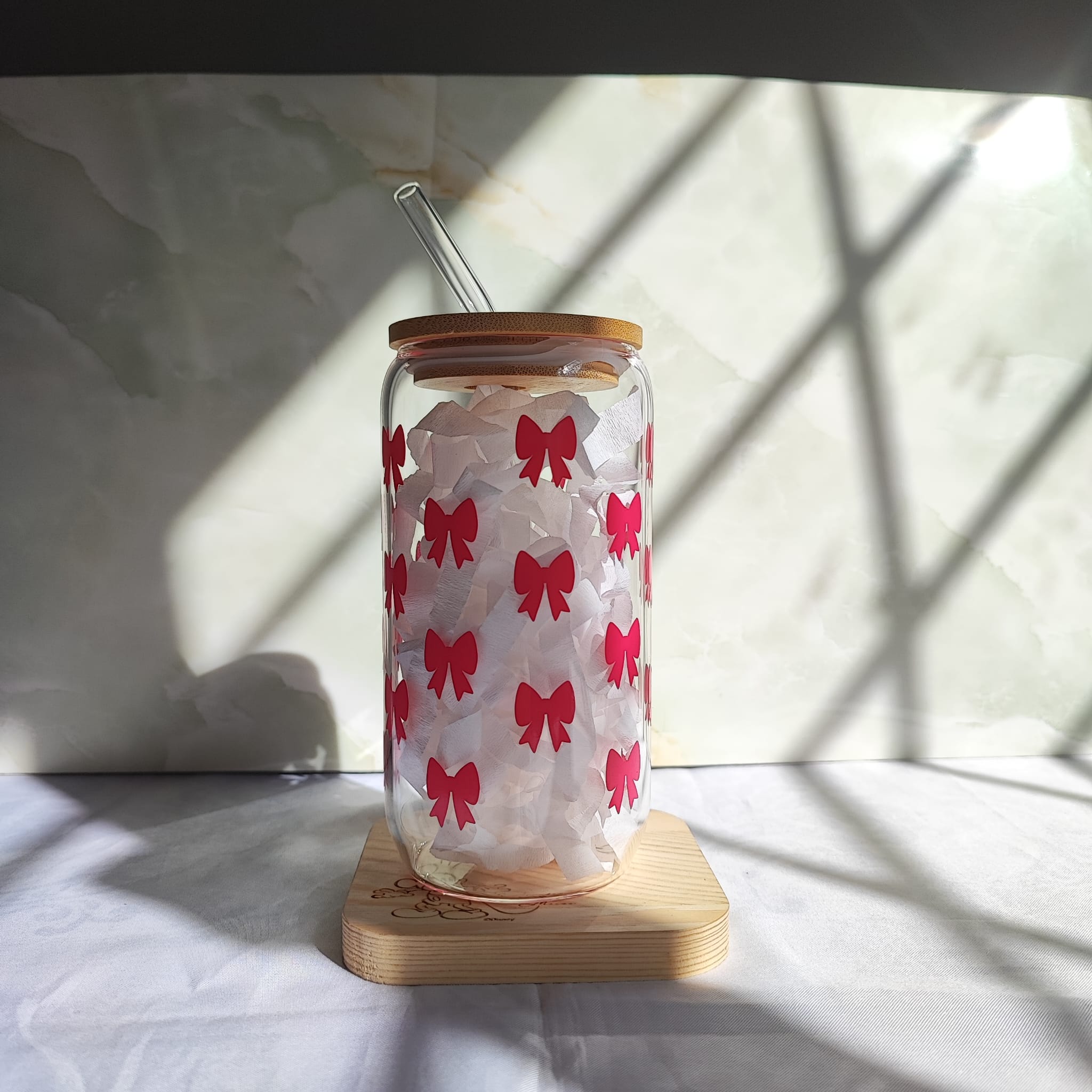 Vaso de vidrio Moños